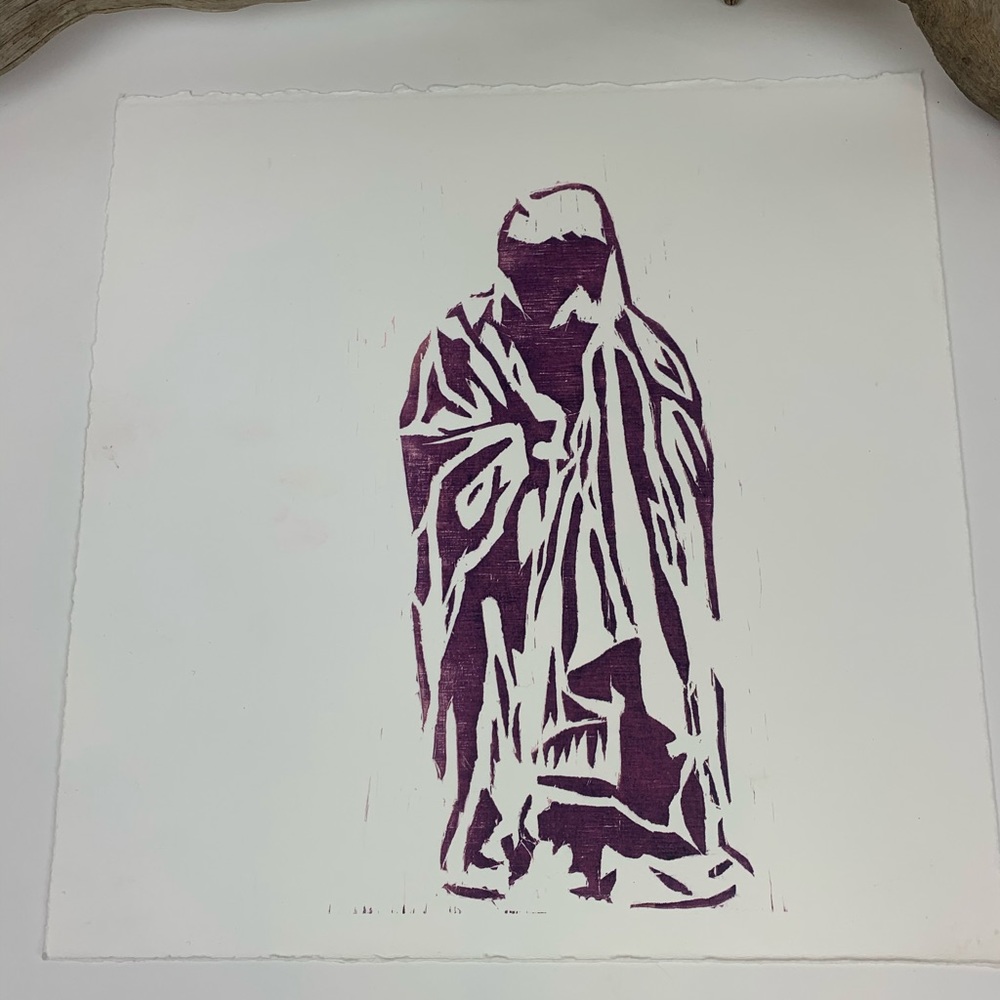 Wood block print- wall art handmade